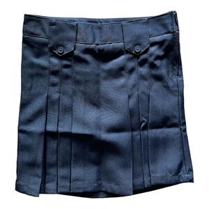 NWT Youth Girls French Toast Uniform Navy Blue G-Front Pleated Tab Skirt  - Sz 7